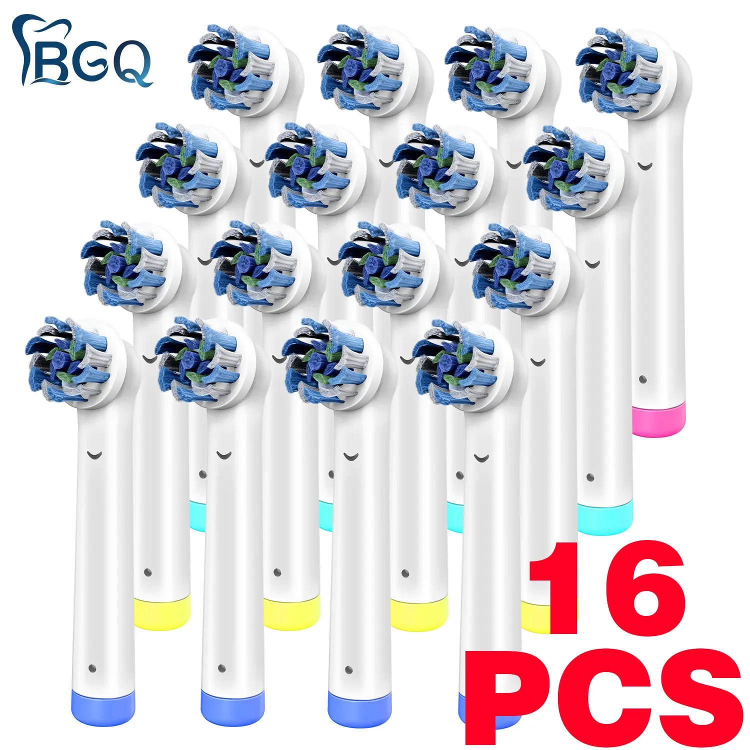 Testine Di Ricambio Per Spazzolino Da Denti Da 16 Pezzi 360 ° Clean 7X Whitening Gum Care Per Ugelli Oralb Ricarica Accessori Orali B Tutti I Modelli