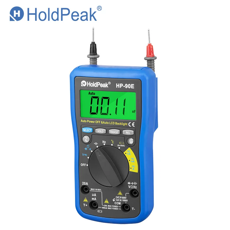 Holdpeak Hp-90E Multimetro Professionale Per Strumenti Di Misurazione Digitale Multimetro Digitale Per Gamma Automatica Con Test Della Batteria Di Ten