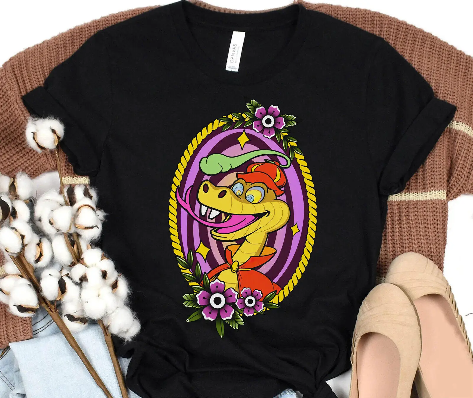 Retro Sir Hiss Flower Tattoo Art Robin Hood T Shirt Adult Kid 5926284 Maniche Lunghe O Corte