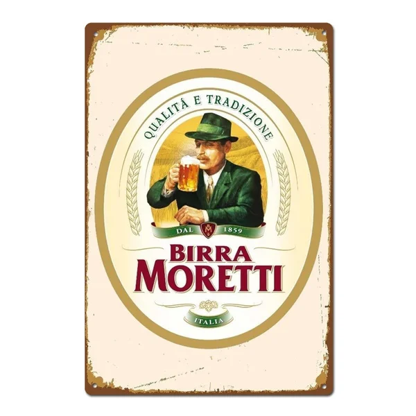 Bira Moretti Italian Italy Beer Vintage Retro Tin Sign Metal Sign Metal Poster Metal Decor Wall Sign Wall Poster Wall Decor