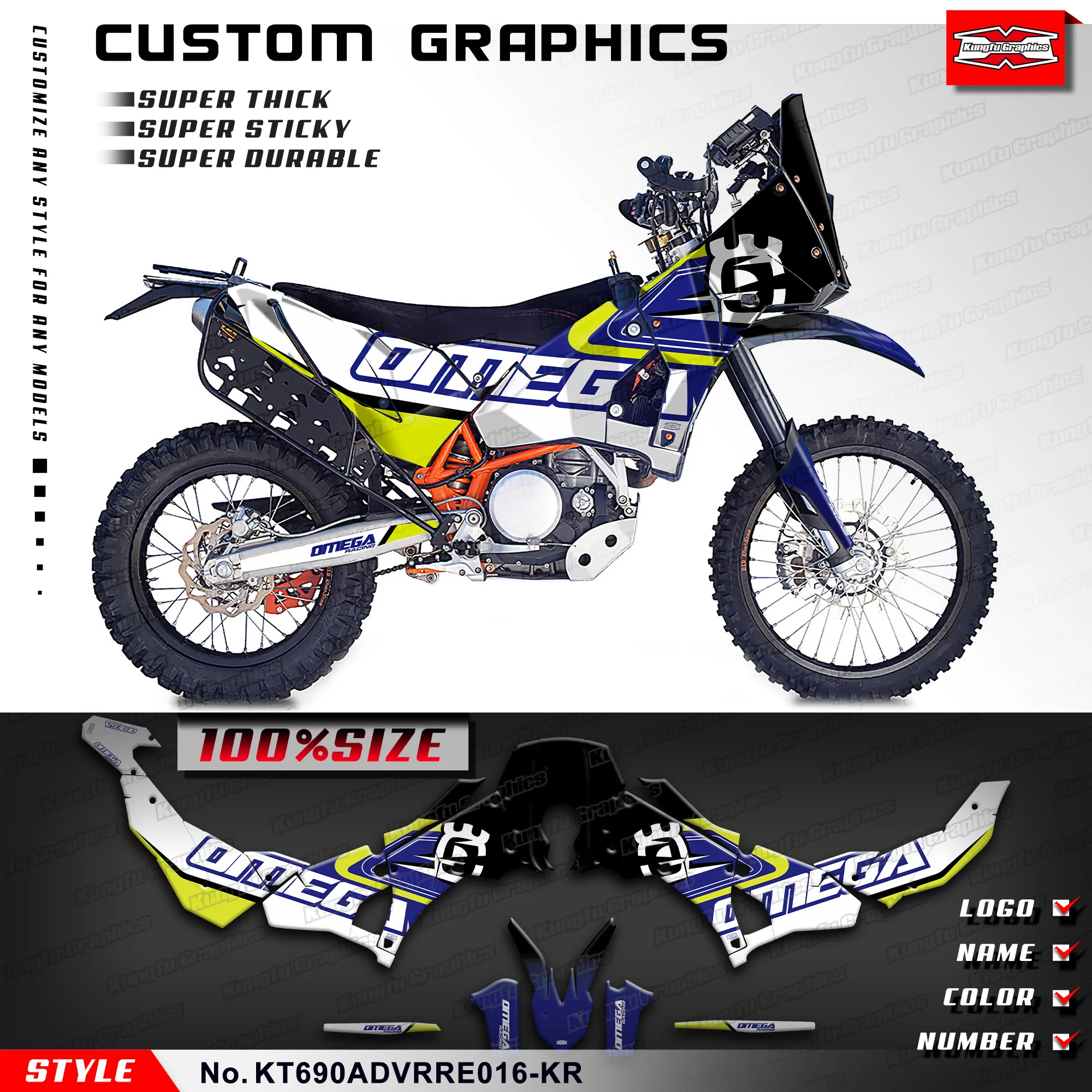 Kungfu Graphics Adesivi Personalizzati Involucri In Vinile Pieno Per Ktm Rally Raid Evo2 690 Adv, Kt690Advrre016-Kr