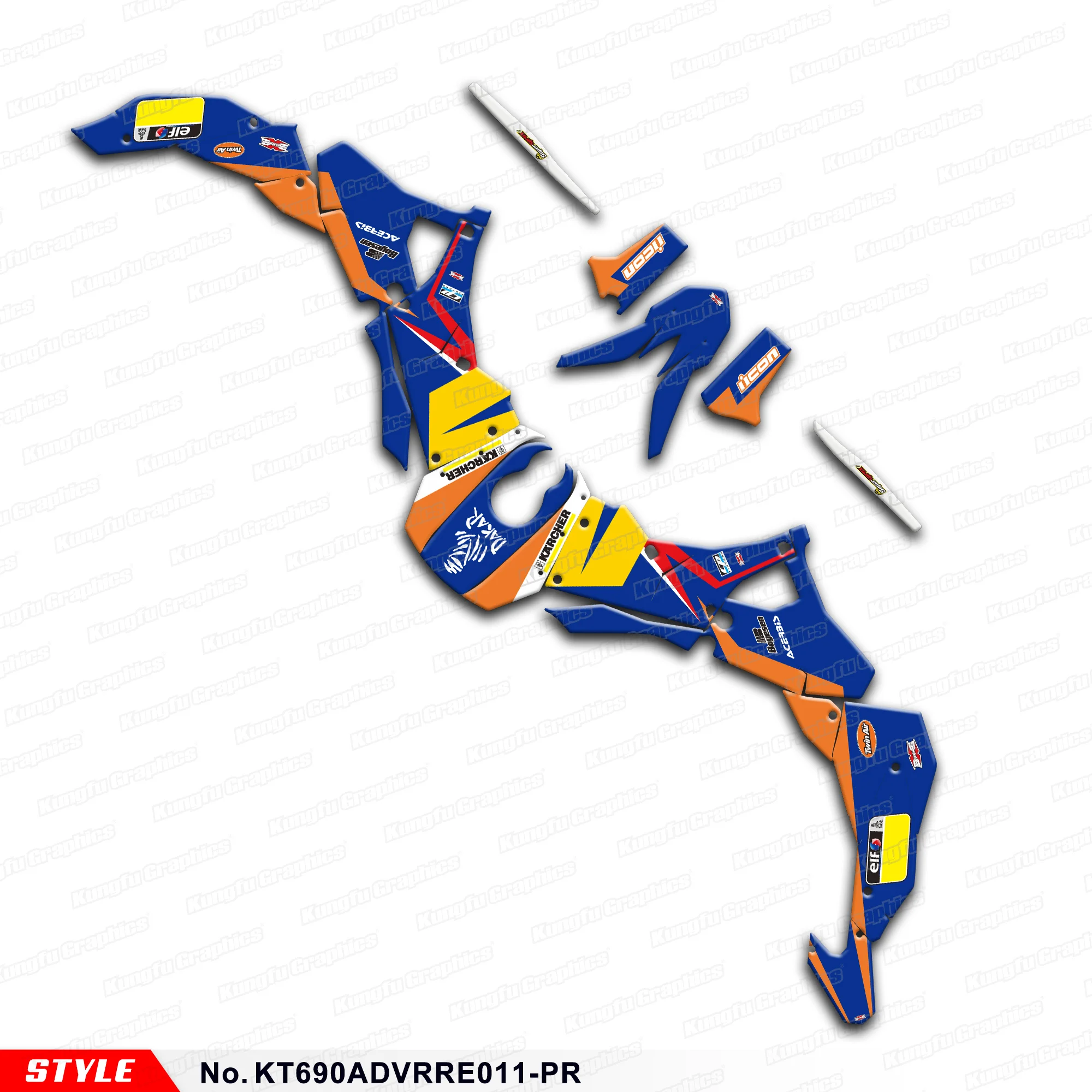 Adesivi In Vinile Aftermarket Grafica Personalizzata Per Ktm Rally Raid Evo2 690 Adv, Kt690Advrre011-Pr