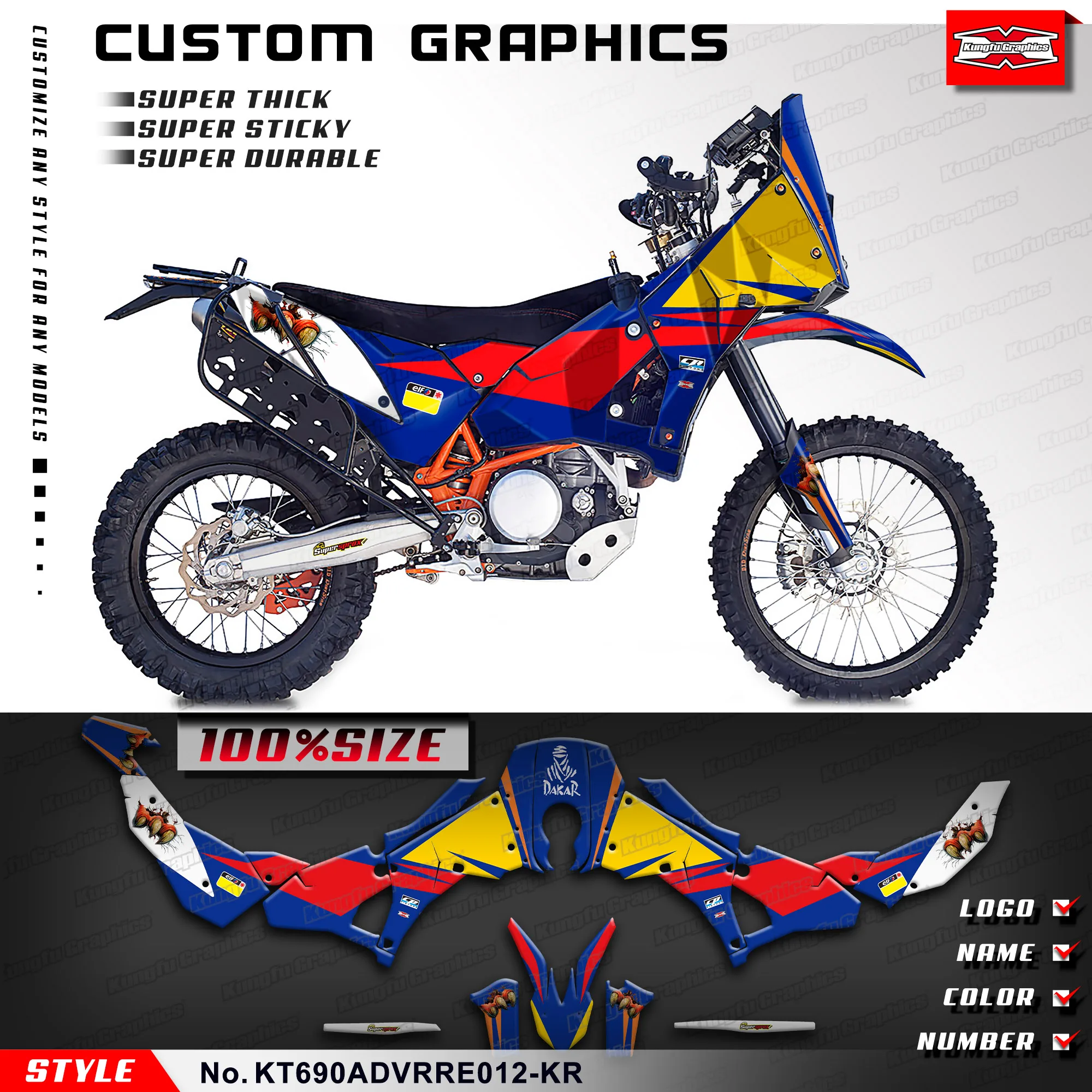 Kungfu Graphics Adesivi Personalizzati Involucri In Vinile Pieno Per Ktm Rally Raid Evo2 690 Adv, Kt690Advrre012-Kr