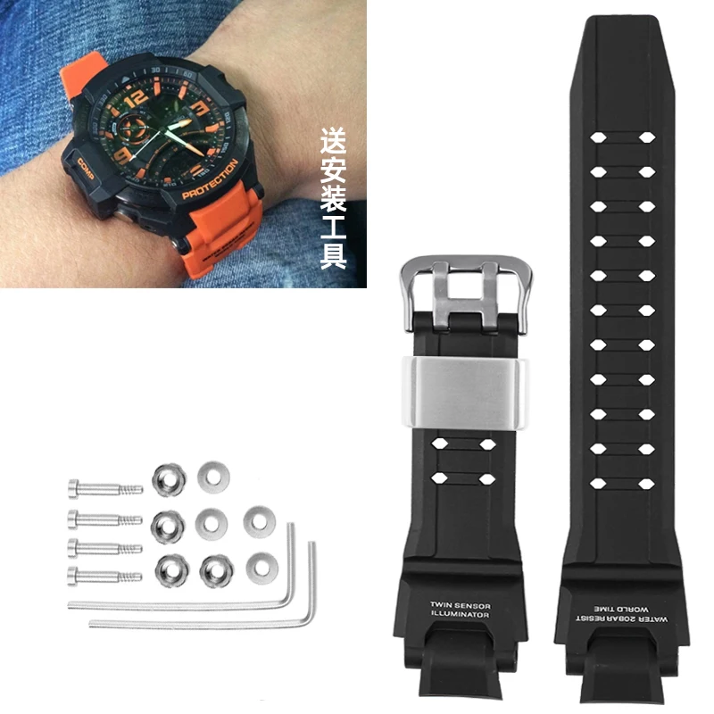 Per Casio Watch Gw-A1000 Gw-A1100 G-1400 Gw-4000 Ga-1000 Ga-1100 Cinturino Sportivo Impermeabile In Gomma Siliconica Con Strumenti