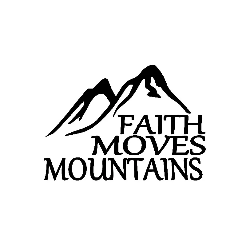Faith Moves Mountains Car Sticker Vinyl Decal Jesus God Christian Holy Bible Nero/Argento, 14Cm * 10Cm