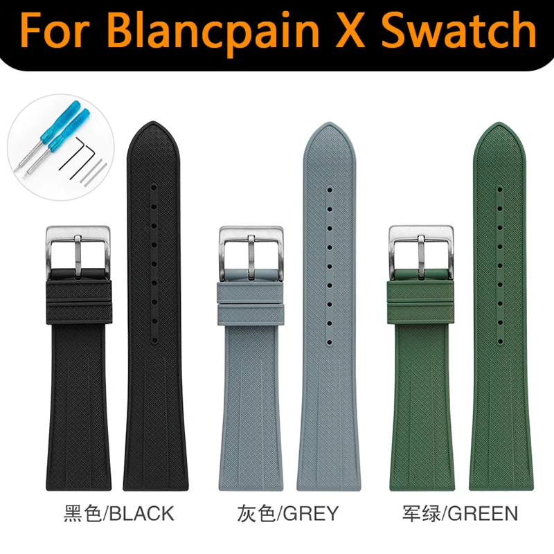 Fkm Cinturino In Gomma Fluorurata Per Swatch X Blancpain Per Fifty Fathoms Five Ocean Series Uomo Donna Cinturino Sportivo Impermeabile 22Mm