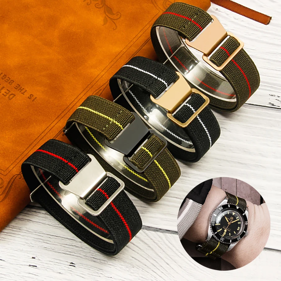 French Troops Paracadute Bag Cinturino In Nylon Elastico Per Seiko Per Rolex Water Ghost Per Bracciale Tudor 18/20/22Mm Accessori