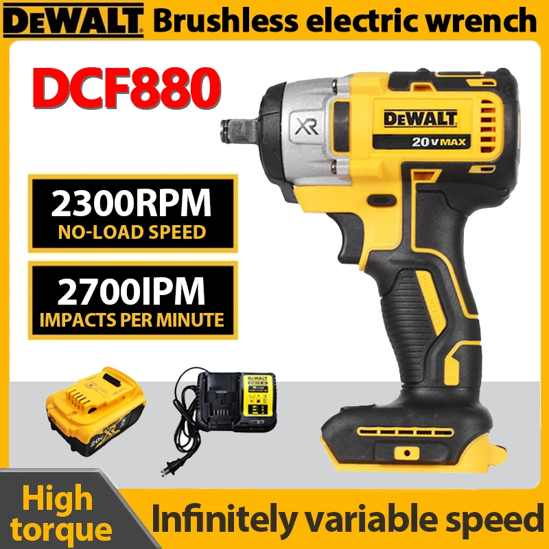 Dewalt Dcf880 Avvitatore A Percussione A Batteria 20V Originale 2300Rpm Ricaricabile 13Mm Avvitatore Elettrico Al Litio 203Nm Utensili Elettrici