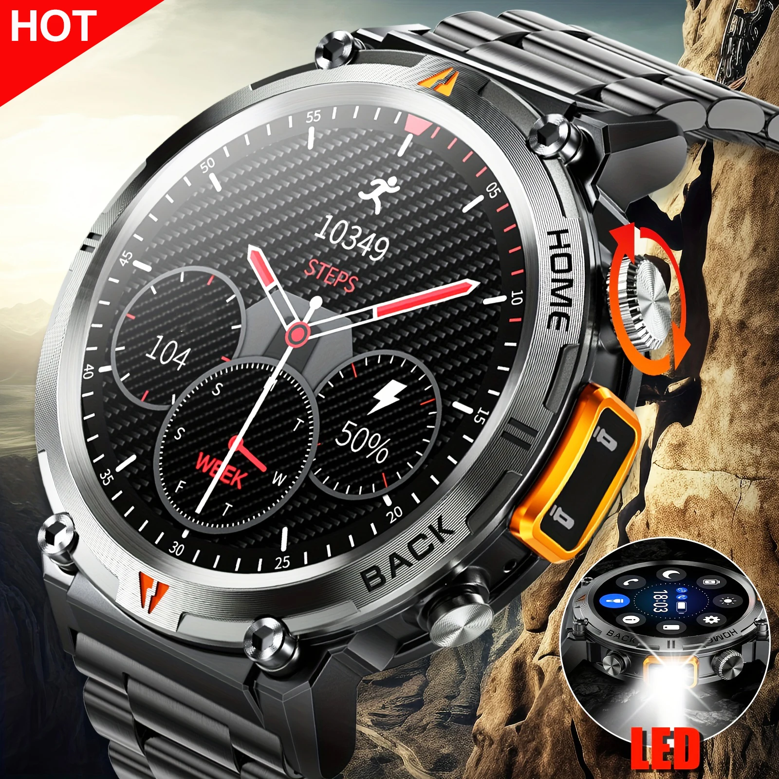 Smartwatch Per Uomo Risposta Wireless Effettua Chiamate Notifica Messaggio Hd Touch Step Counter Orologio Sportivo Per Telefoni Android Iphone