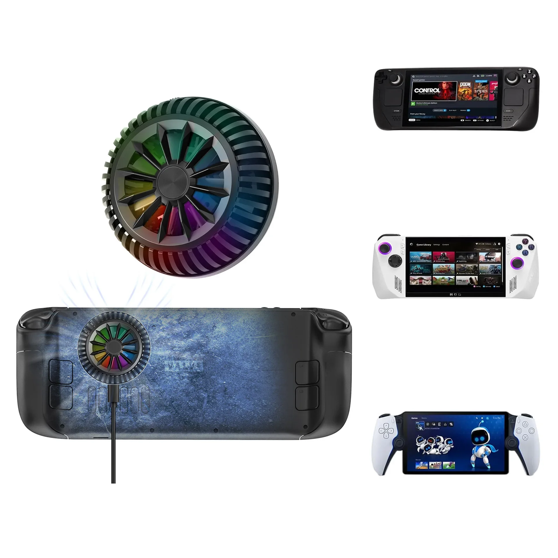 Per Steam Deck Oled/Asus Rog Ally/Ps Portal Fan Dispositivo Di Raffreddamento A Semiconduttore Con Ventola Rgb Raffreddamento A Luce Colorata Ventola 