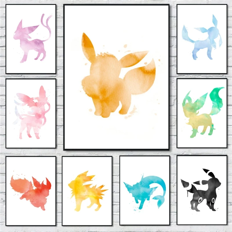 Canvas Artwork Painting Pokemon Vaporeon Comics Pictures Cuadros Best Gift Room Home Decor Gifts Adesivi Murali Classici