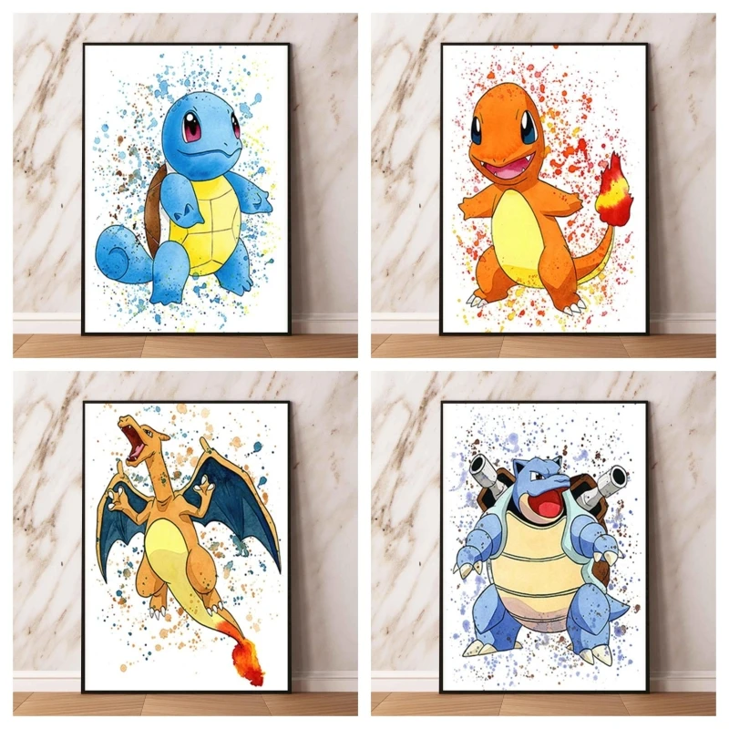 Anime Giapponesi Dipinti Su Tela Pokemon Charmander Poster Estetico Regalo Arte Amici Regali Fumetti Immagini Soggiorno Classico