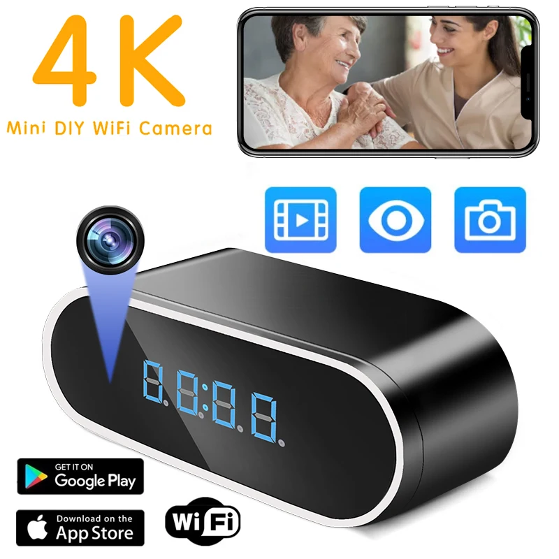 Wifi Clock Camera 166 Gradi Micro Cam Wireless Mini Telecamera Di Sorveglianza Telecamera Di Allarme Per Visione Notturna A Infrarossi Registratore Di
