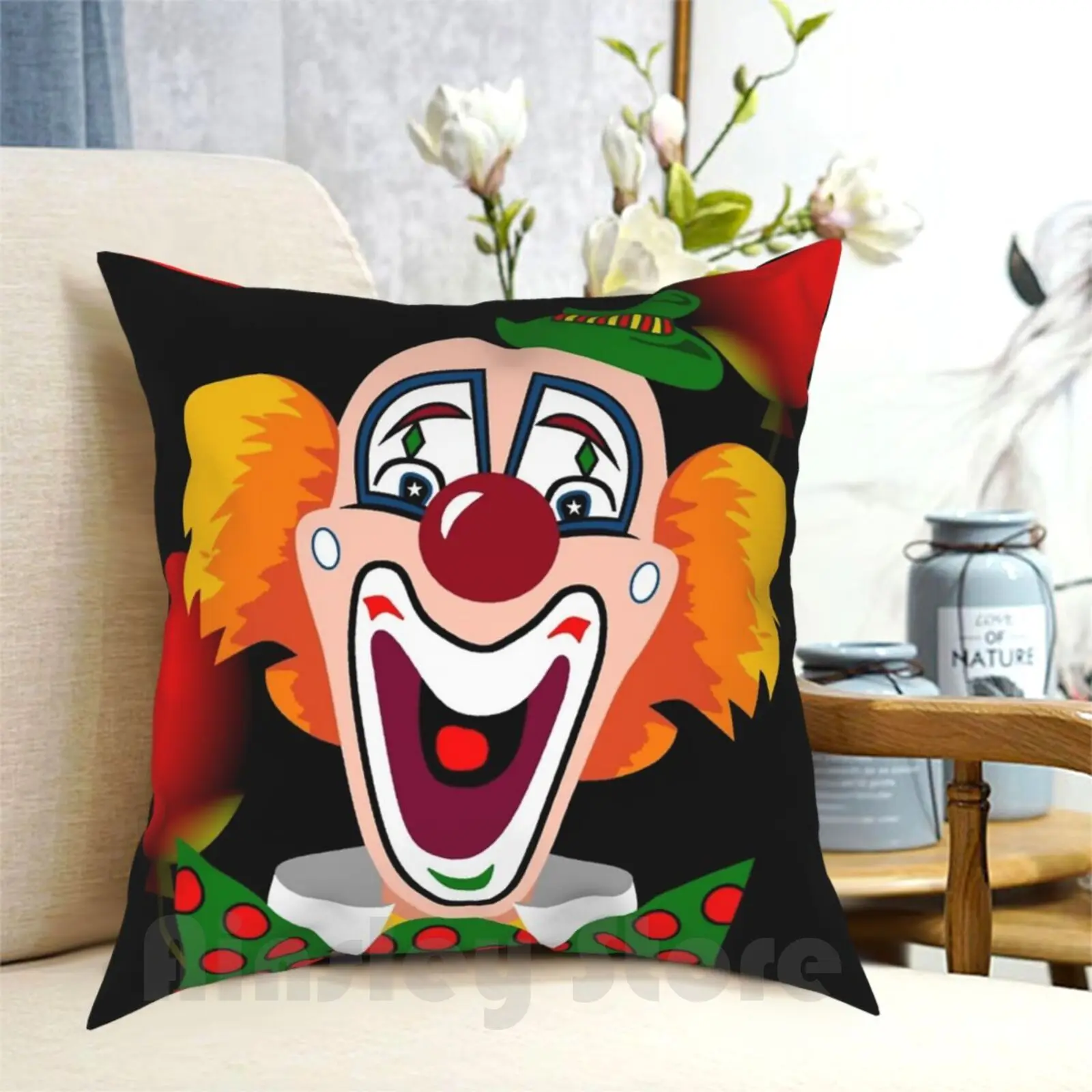 Federa Per Cuscino Da Clown Stampata Per La Casa Cuscino Da Tiro Morbido Comical Comical Divertente Divertente Palloncino Circus Pipo Pierrot