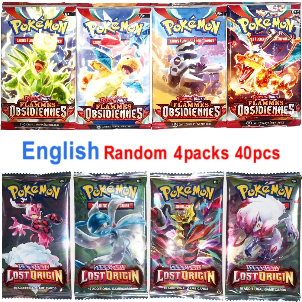 40Pcs Pokemon Cards Vmax Gx Ex Scarlet & Violet Obsioian Flames Card Shining Pokemon Game Collection Transact Cards Regali Di Festa