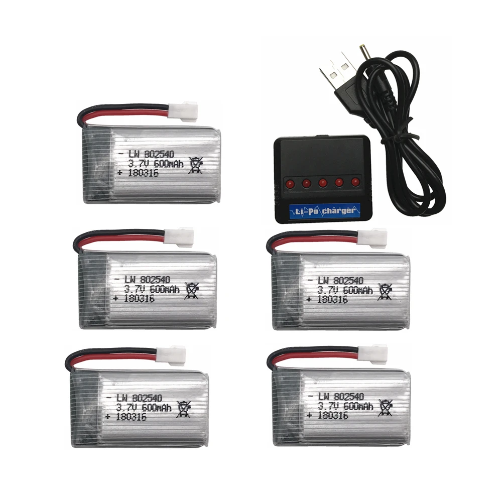 5Pcs Per Syma X5 X5C X5S X5Sc X5Sw 3.7V 600Mah Lipo Battery Pack + 5 In1 Caricatore Rc Quadcopter Telecomando Aereo Telecomandato