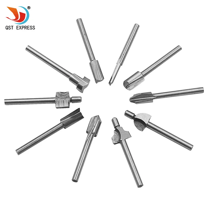 10Pcs 1/8 Inch Shank Hss Titanio Punte Del Router Fit Dremel Foredom Rotary Tool Set