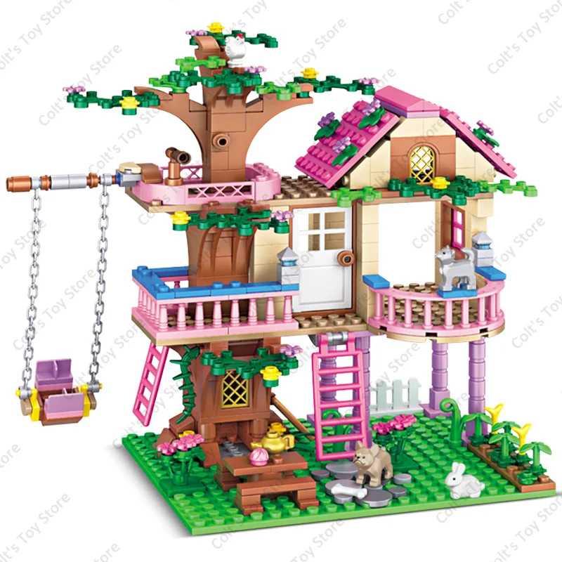 2024 Girl Friendship Tree House Villa Castle Building Blocks Classic Friends Home Model Figures Hot Toys For Kids Regali Di Compleanno