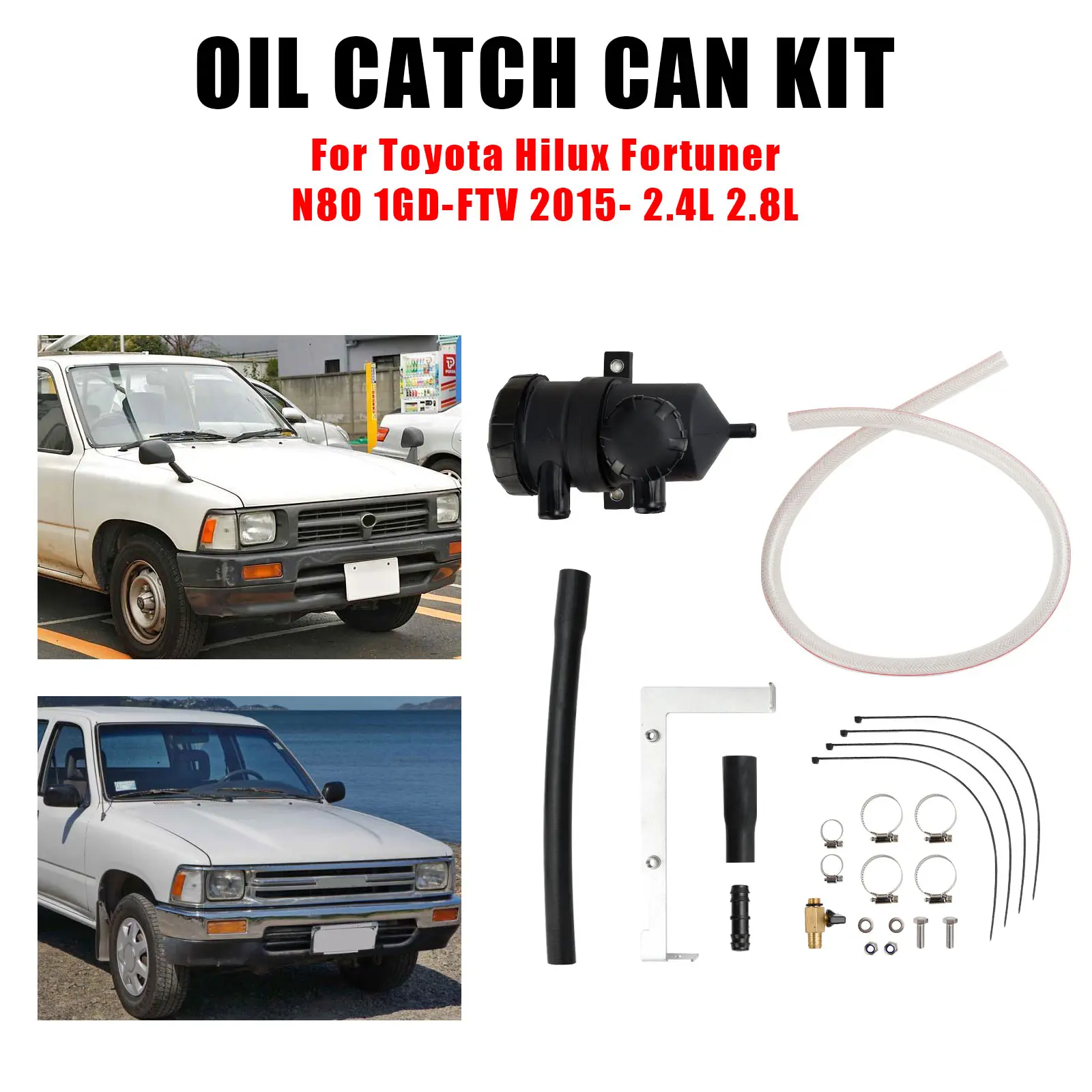 Areyourshop Oil Catch Can Kit Os-Prov-12 Per Toyota Hilux Fortuner 1Gd-Ftv 2015 2.4L 2.8L
