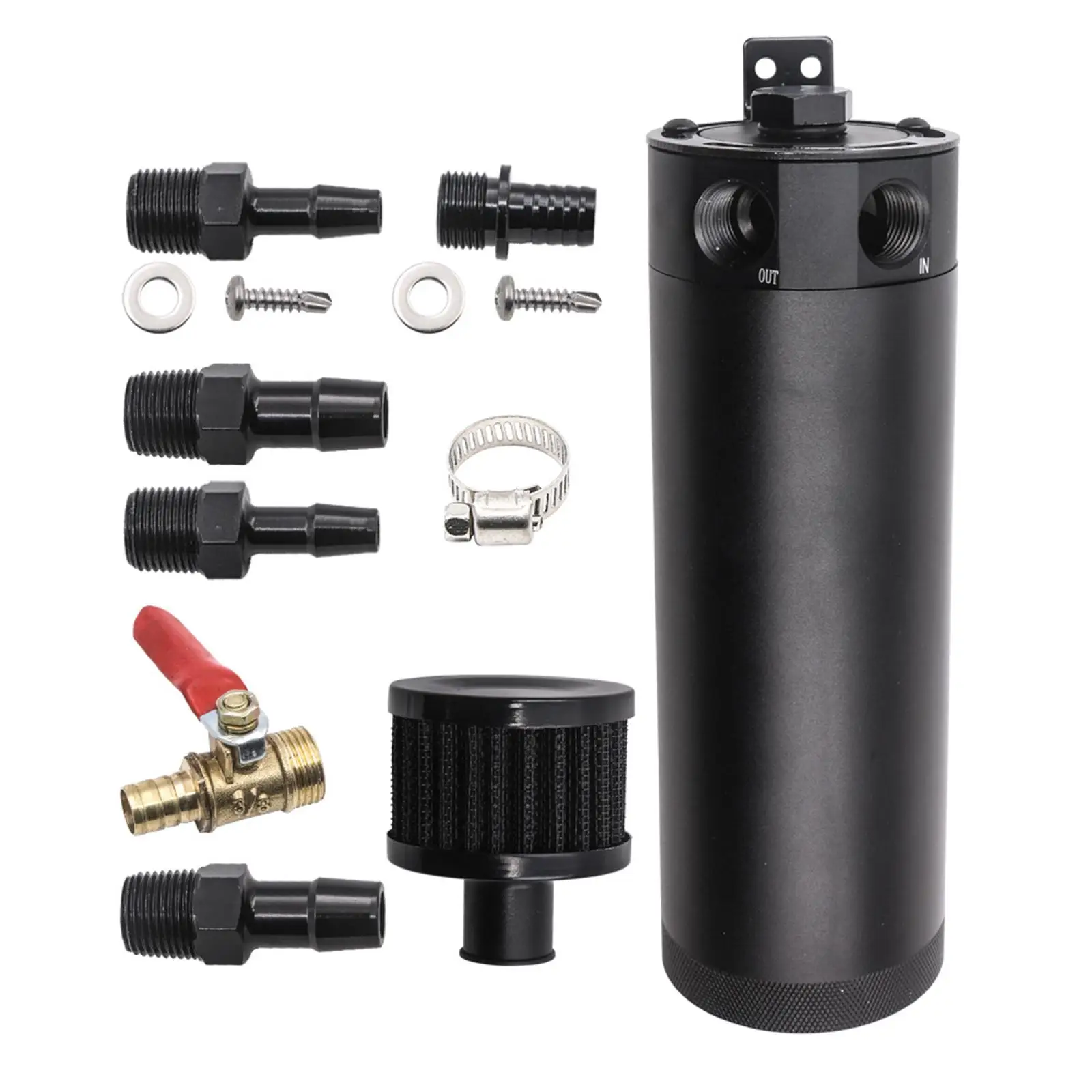 13Pcs Universal Car Oil Catch Can Tank 2 Porte Engine Billet Alluminio Arruffato