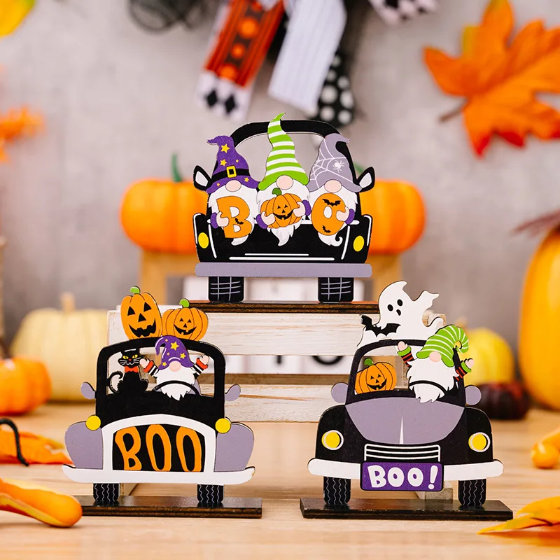 Decorazioni Di Halloween Nani Di Zucca Boo Cars Decorazioni In Legno Ghost Festival Atmosphere Ghost Setting Table