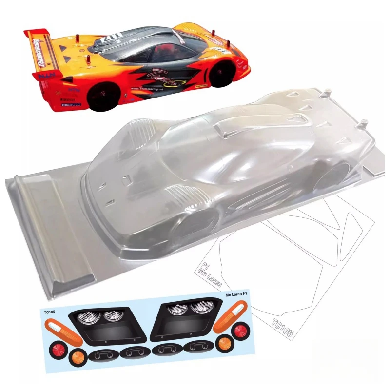 1/10 Mclaren F1 Clear Lexan Body Shell Con Spoiler Posteriore Per On Road Rc Drift Car Tamiya Tt02 Chassis Kyosho Hpi Hsp Racing