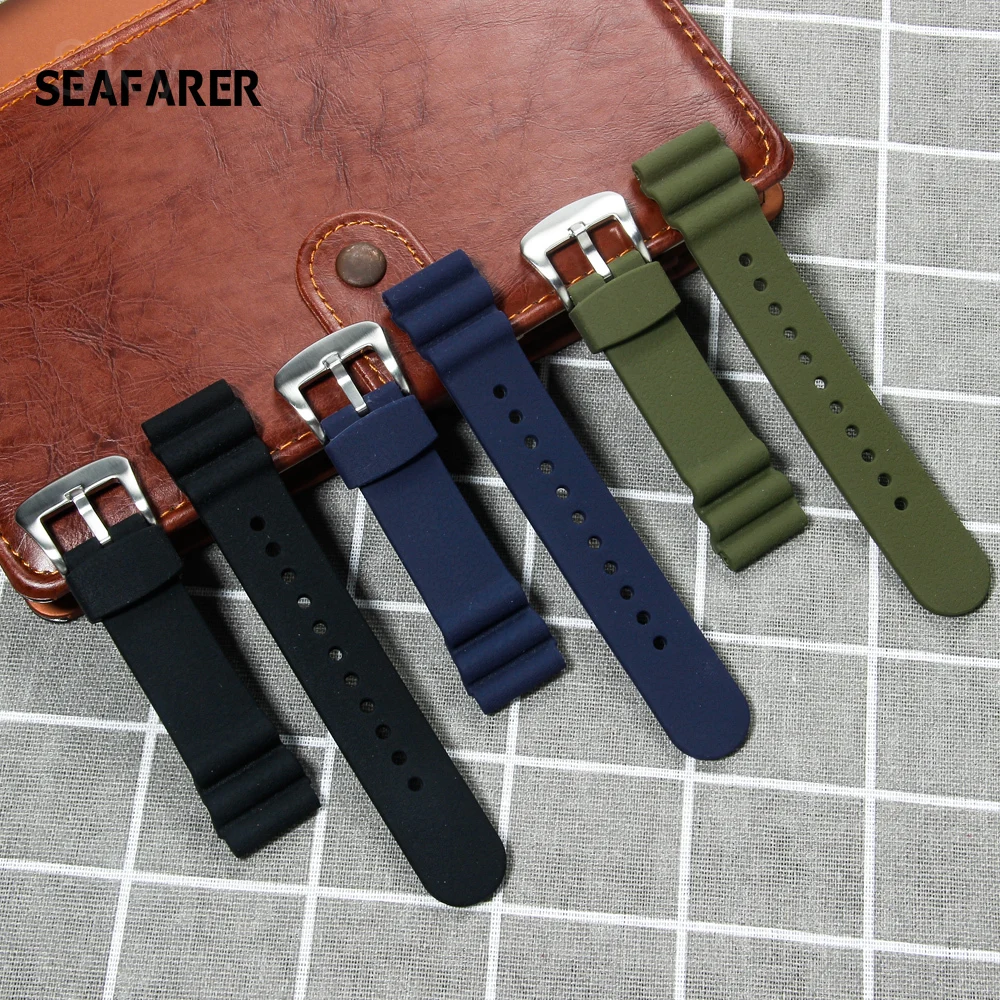 Cinturino Per Orologio Subacqueo In Gomma Da 22Mm Per Cinturino Seiko Diver Scuba Cinturino Per Orologio Seiko Prospex Cinturino Skx007 Cinturino Seik