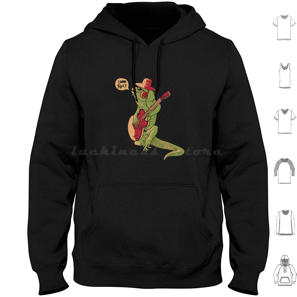 I Gwanna Rock!-Divertente Chitarra Iguana Regalo Felpa Con Cappuccio Cotone Manica Lunga Iguana Animale Carino Divertente Divertente Iguana Iguana Igu