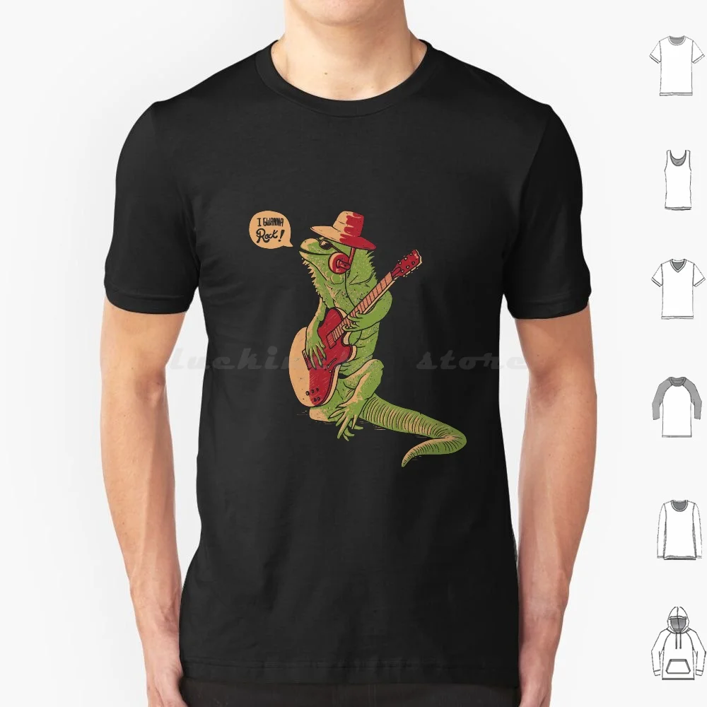 I Gwanna Rock!-Divertente Chitarra Iguana Regalo T Shirt Cotone Uomo Donna Stampa Fai Da Te Iguana Animale Carino Divertente Divertente Iguana Iguana 