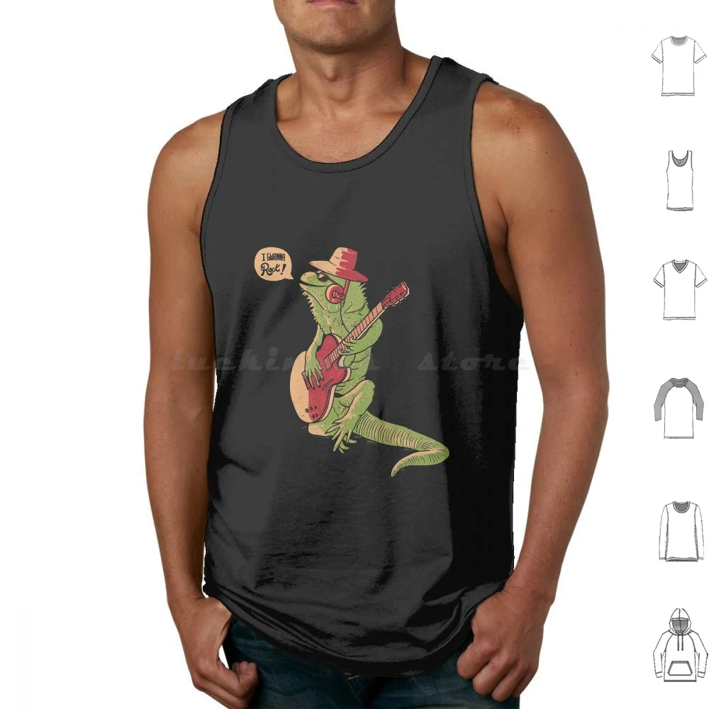 I Gwanna Rock!-Funny Iguana Guitar Gift Canotte Stampa Cotton Iguana Animal Cute Funny Funny Iguana Iguana Iguana