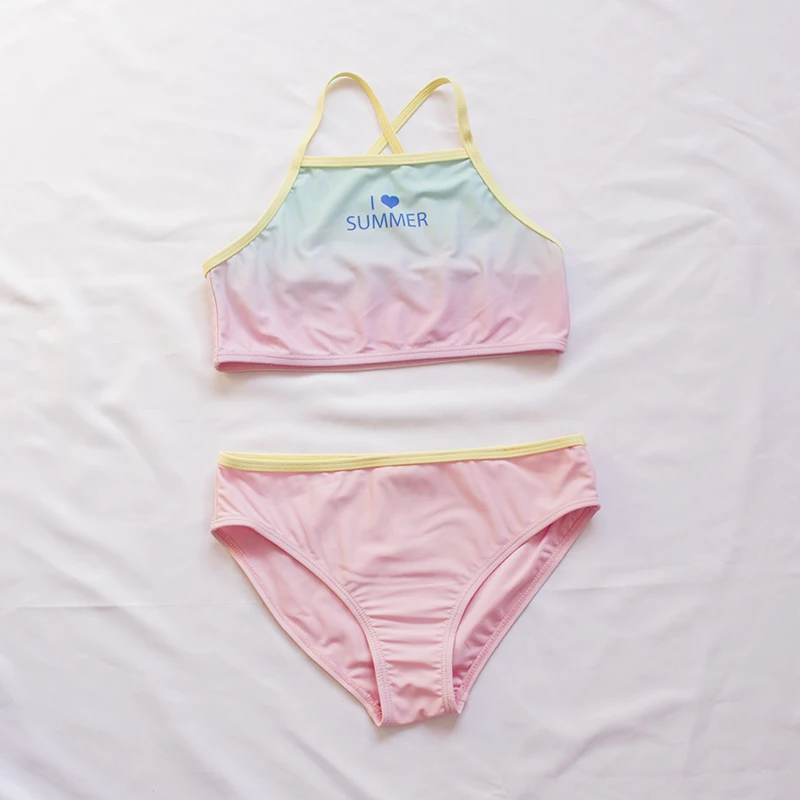Gradient Children Girls Kids Bikini Set Multi Style Due Pezzi Costume Da Bagno Stampa Halter Teen Girl Swimwear Costume Da Bagno Biquini