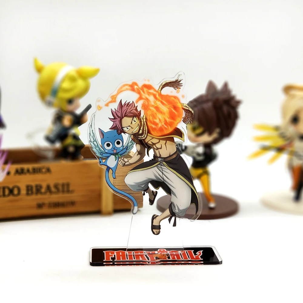 Fairy Tail Natsu Happy Acrilico Stand Figure Model Plate Holder Cake Topper Anime Manga Giapponese