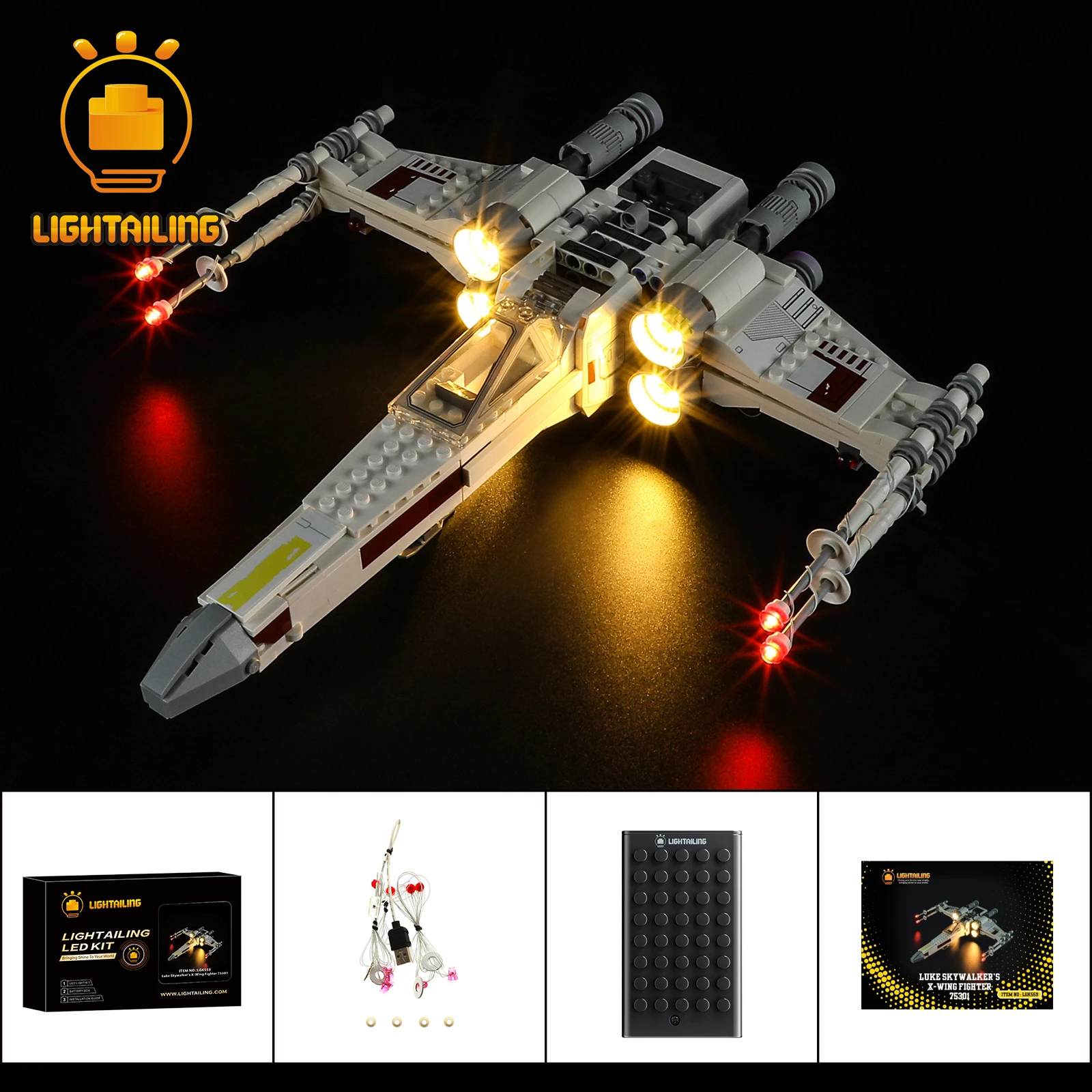 Lightailing Led Light Kit Per 75301 X-Wing Fighter Building Blocks Set (Non Includere Il Modello) Giocattoli Per Bambini