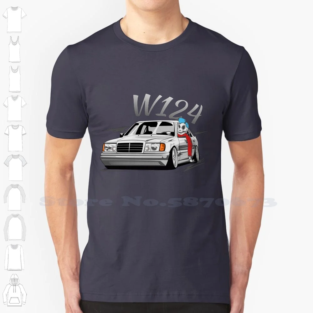 W124 "Low Style Skulldriver" Maglietta Bianca Nera Per Uomo Donna W124 W 124 W124 W124 Appassionato W124 Tuning W124 Lover W124 W 12