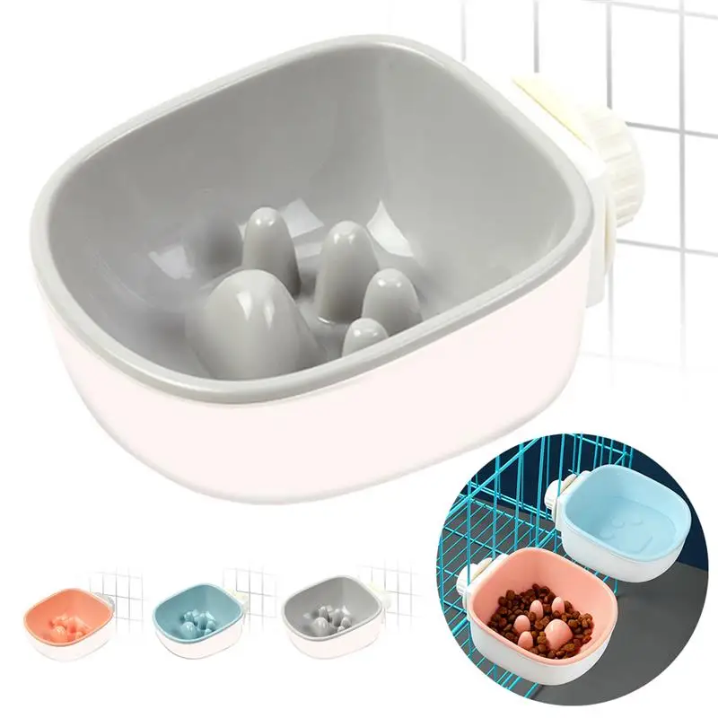 2 In 1 Pet Food Water Bowl Anti-Gulping Hanging Cage Bowl Pet Food Bowl Pet Slow Feeder For Dogs Pet Feeding Supplies