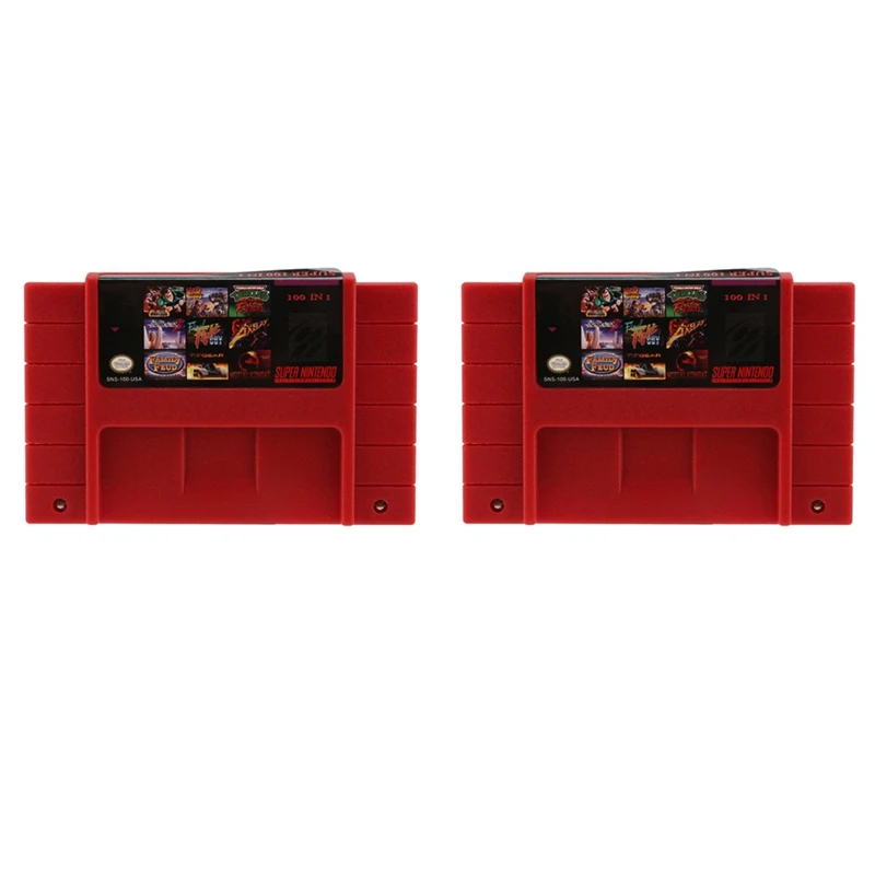 2X Per Sfc/Snes Super Game Card Snes Game Card 100 In Una Cartuccia Red Shell Snes