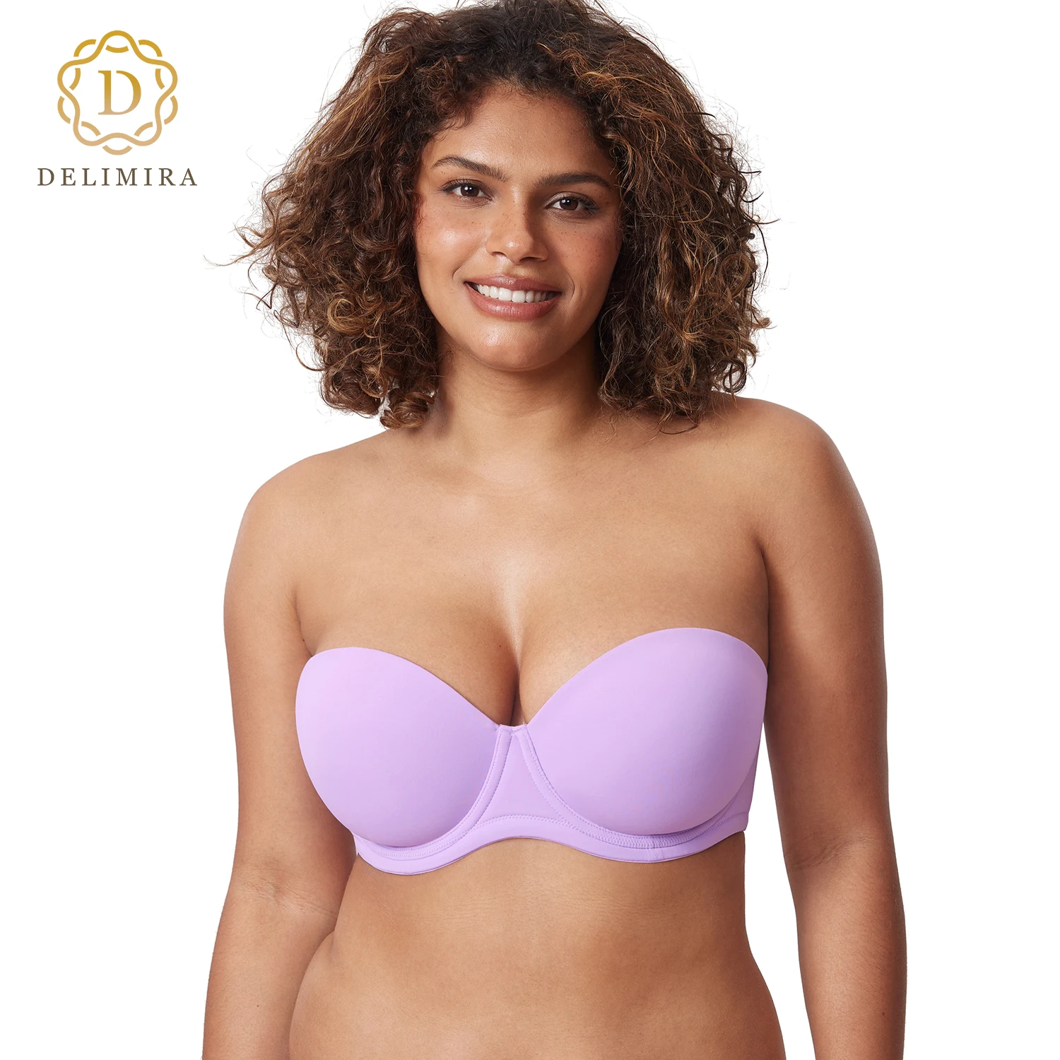 Delimira Reggiseno Senza Spalline A Copertura Totale Da Donna Con Ferretto Contorno Multiway Plus Size D Dd E F