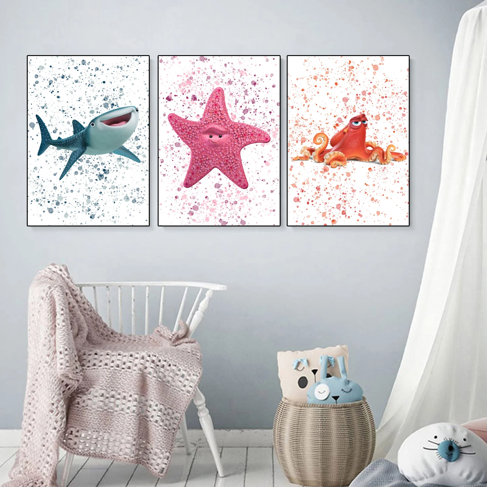 Miniso Disney Trovare Nemo Stampe Su Tela Hank Peach Cartoon Art Canvas Painting Disney Wall Art Per Nursery Kids Room Decor