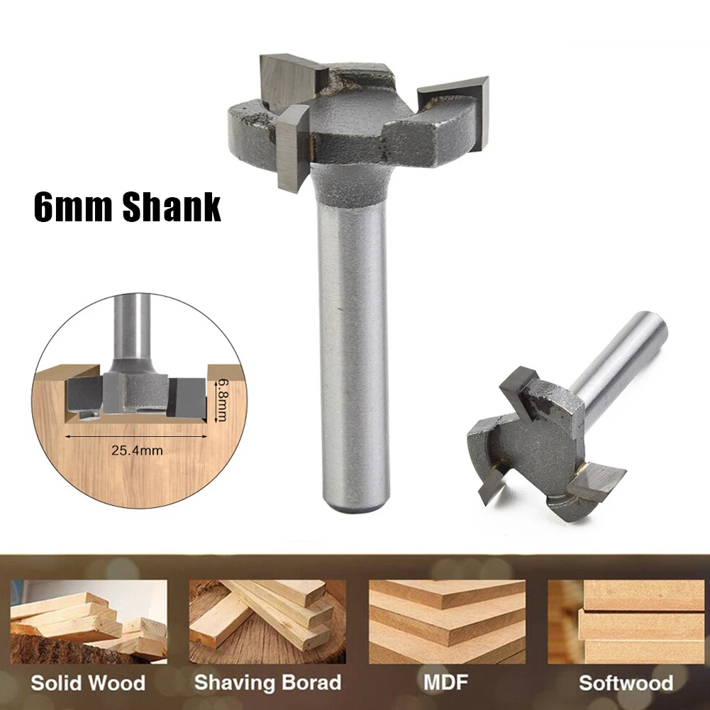 Fresa Router Bit Surfacing Woods 1 Pz 6Mm Cnc Guitboard Carburo Grigio Compensato Pannello Compatto Durevole