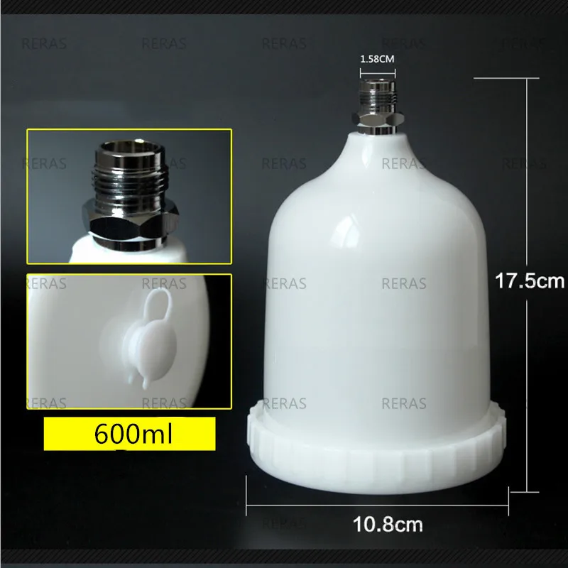 600Ml Di Gravità Vernice Pistole A Spruzzo Pot Tazza Di Ricambio Per Devilbiss Gti Pro Pri Flg Spruzzatore