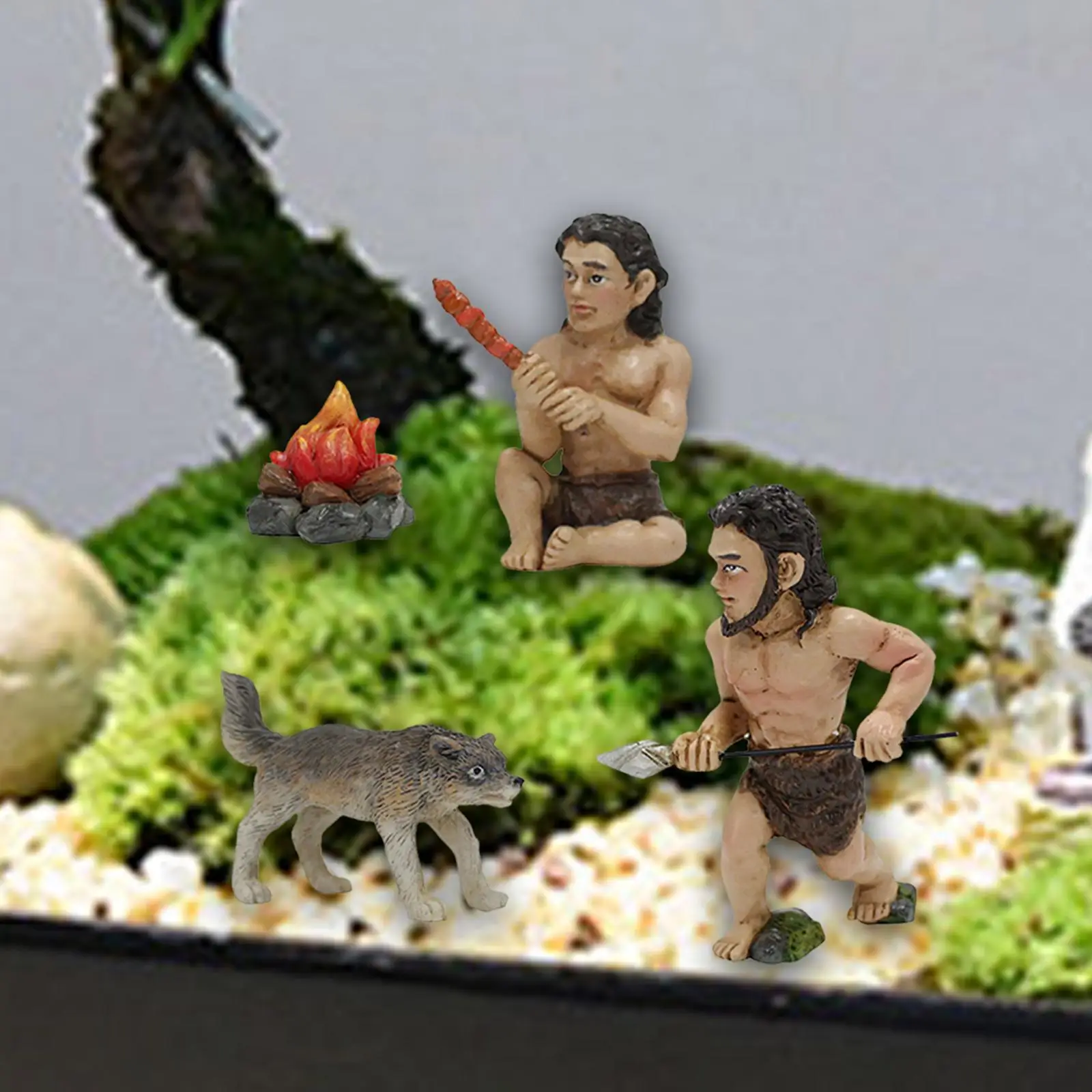 Primitive Man Garden Statue Wolf Sculpture Wild Man Figurine In Miniatura Per Farmhouse Dollhouse Cabinet Office Diy Fairy Garden
