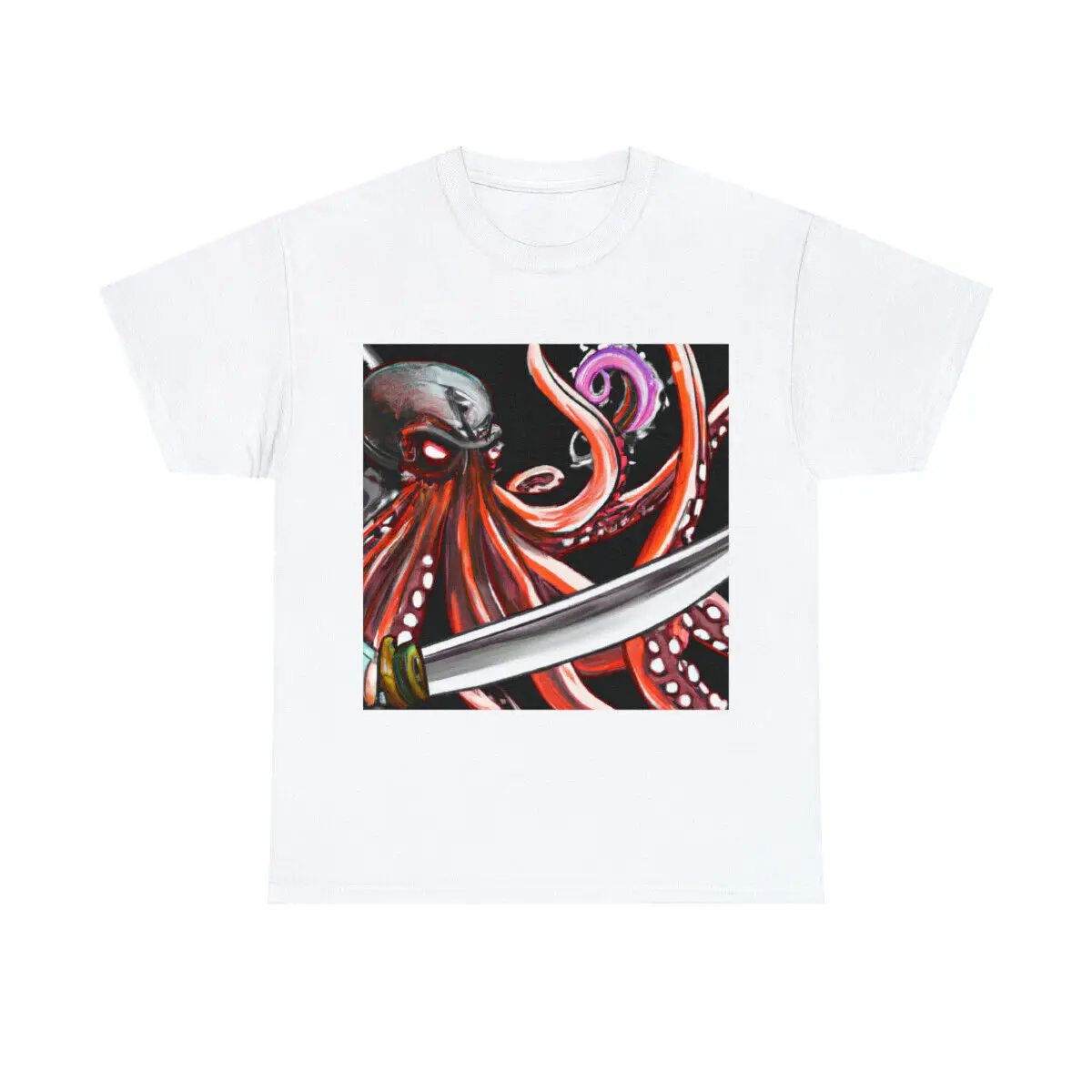 Maglietta Di Polpo Per Adulti Samurai Art Tee Swords Animal Kraken Sea Life Anime Maniche Lunghe O Corte