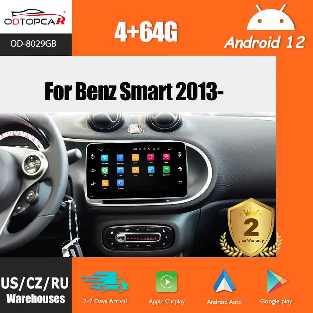 Odtopcar 9 "Aftermarket Radio Carplay Android Auto Per Mercedes-Benz Smart 2015- Touch Screen Navigazione Gps Wifi Bluetooth