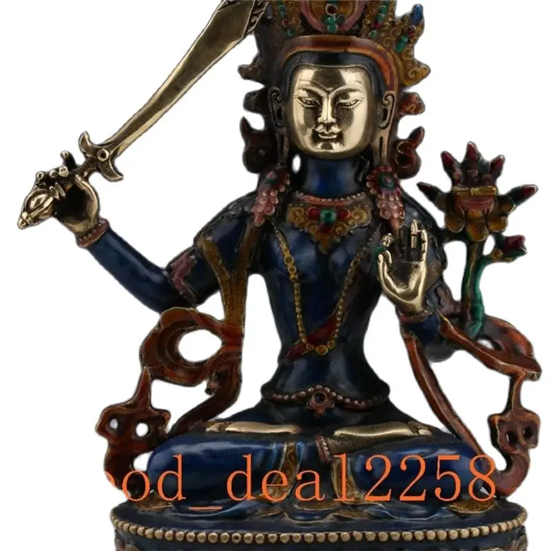 Tibet Cloisonne Buddista Tibetano Statua-Manjusri Bodhisattva