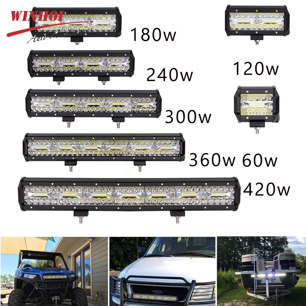 4X4 Off Road Led Light Bar 420W 360W 300W 240W 180W 120W Bright Beam Flood Spotlight Luce Di Lavoro Per Car Truck Trailer Lightbar