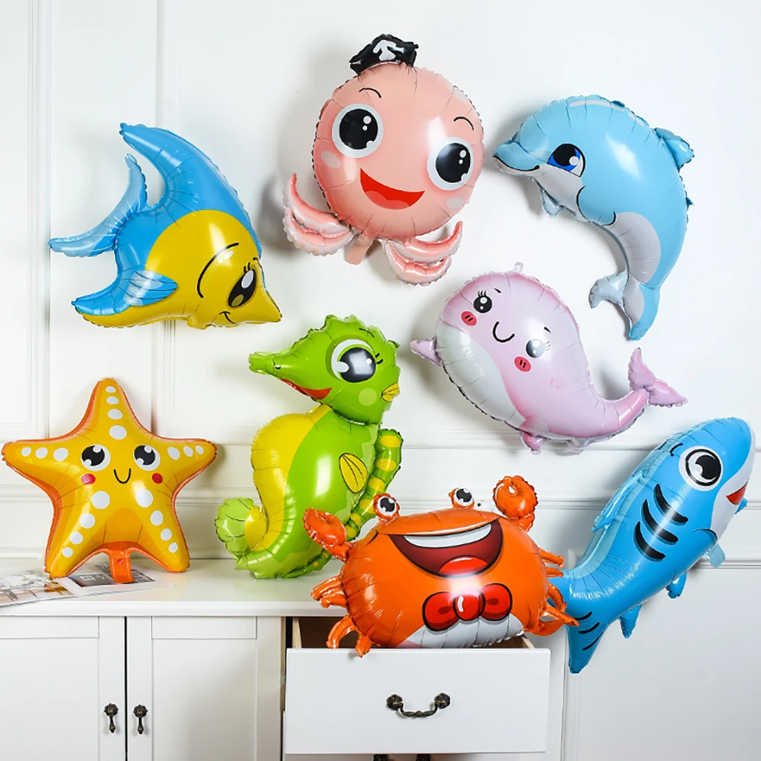 Cartoon Marine Animal Theme Balloons Whale Shark Cavalluccio Marino Granchio Baby Shower Decorazioni Per Feste Di Compleanno Globos