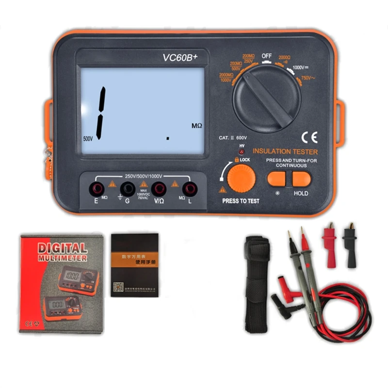 Tester Di Resistenza Di Isolamento Digitale Dcv Acv Meter Megohmmeter Megohm Test Lead Drop Shipping