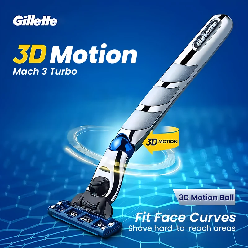 Gillette Mach 3 Turbo Razor 3D Motion Floating Shaver Head Manuale Safety Razor Face Beard Smooth And Fast Cutting Rasatura Machin