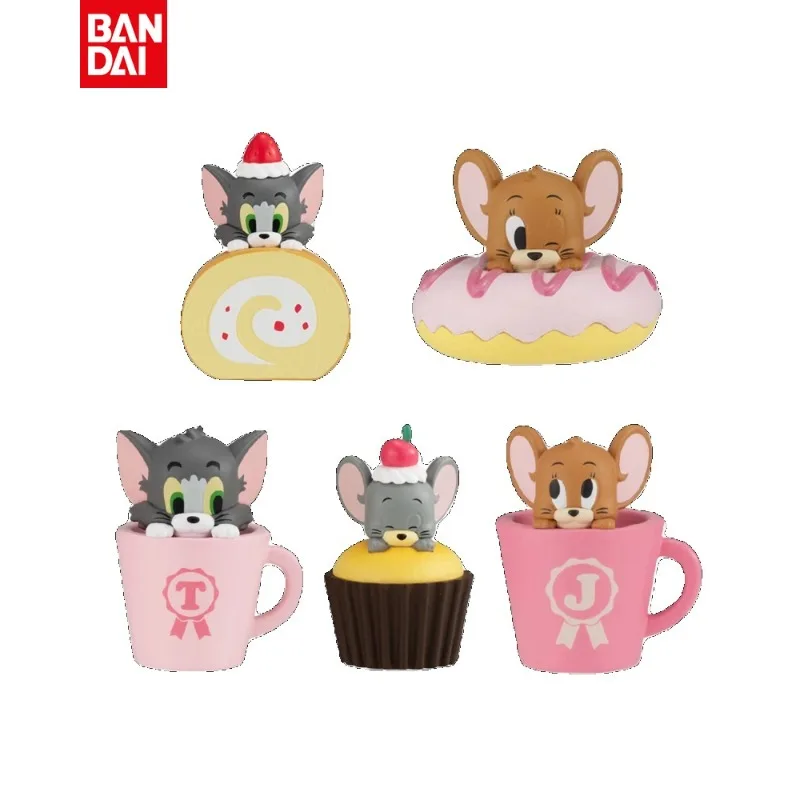 Bandai Tom And Jerry Gourmet Hide And Seek Tomjerry Dessert Cake Donut Teacup Dessert Figure Model Desktop Ornament Holiday Gift