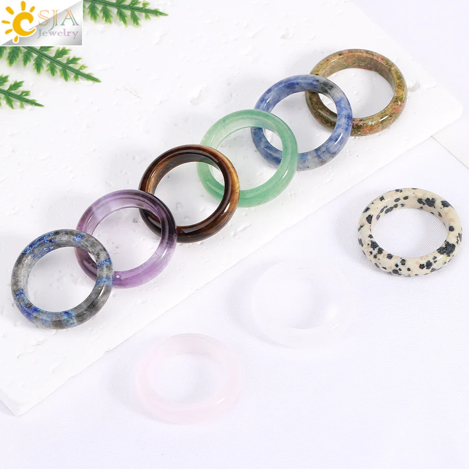 Csja Natural Stone Circle Ring Healing Pink Quartz Rock Crystal Rings Per Realizzare Gioielli Con Ciondolo Fai Da Te Uomo Donna H223